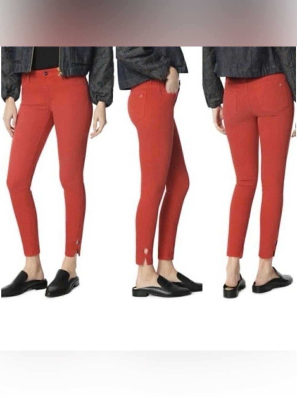 Sam Edelman Women's The Kitten Keyhole Ankle Skinny Jeans Vibrant Red Size 28